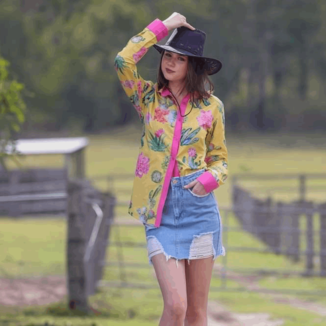 Women's Cotton Long Sleeved Button Through Shirt Pure Dust