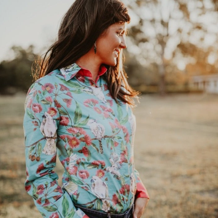 Ladies Country Cotton 'Native Blooms' Long Sleeved shirts - Pure Dust