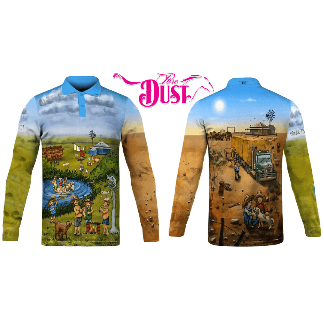 Fishing Shirts for Kids 'Break The Drought' design - Pure Dust
