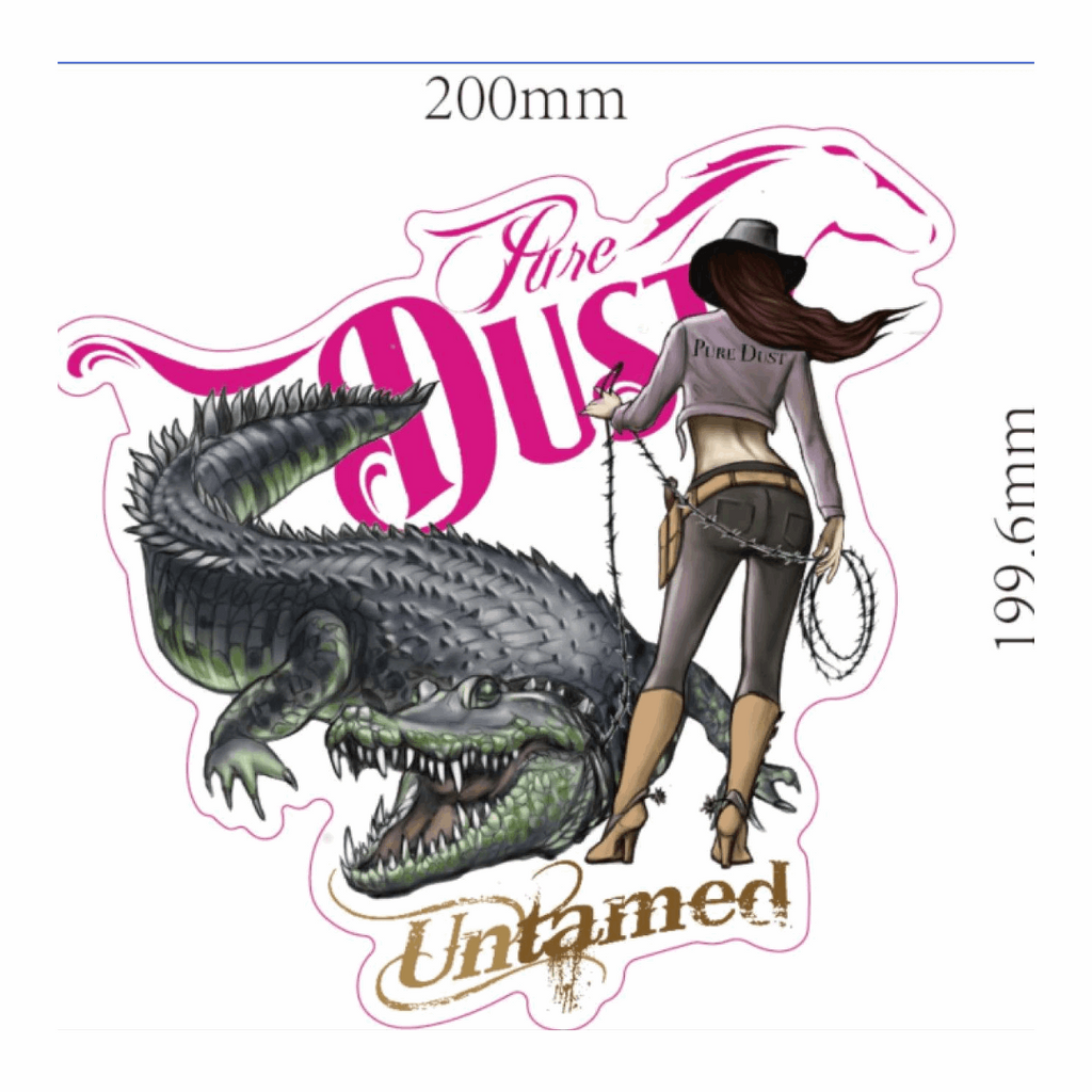Untamed Cowgirl with Crocodile Car Sticker Pure Dust