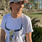 Women's White Cotton Tee Cactus Skull Print. Pure Dust