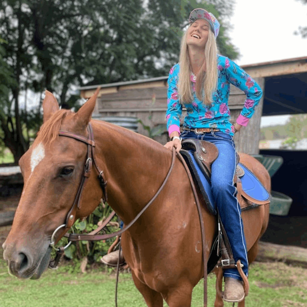 Ladies Fishing Shirt Long Sleeved Desert Bloom Polo