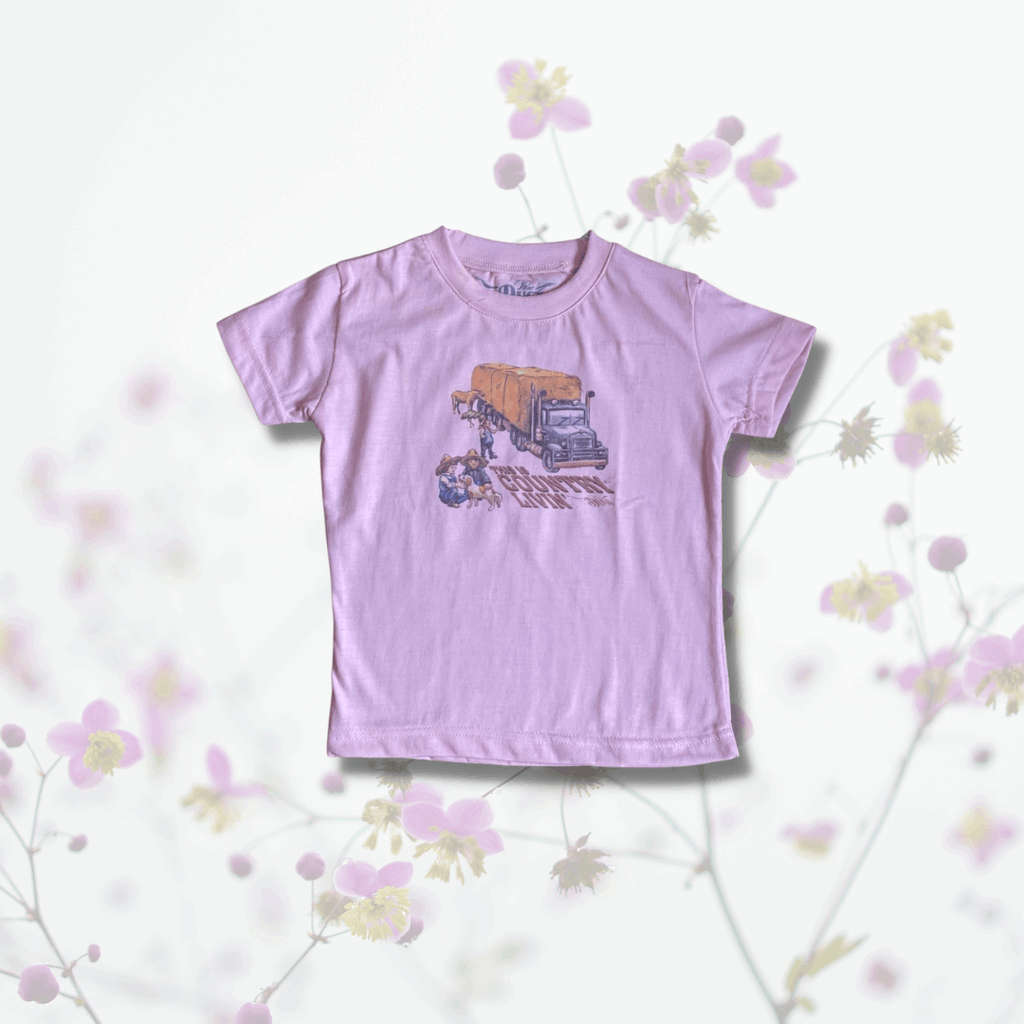 Kids Pink Cotton Tee 'This is Country Living' Pure Dust