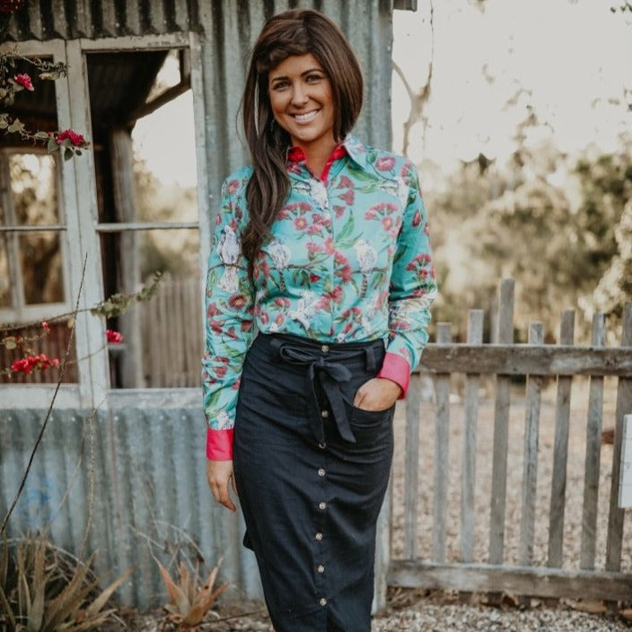 Ladies Country Cotton 'Native Blooms' Long Sleeved shirts - Pure Dust