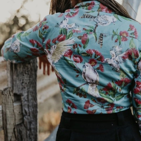 Ladies Country Cotton 'Native Blooms' Long Sleeved shirts - Pure Dust